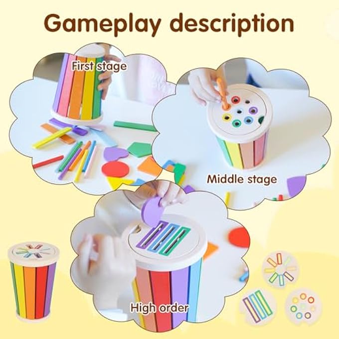 MONTESSORI TOYS FOR 1+ WOODEN COLOR SORTING TOYS FOR TODDLERS 1-3 YEAR OLD TODDLERS FINE MOTOR SKILLS DEVELOPMENT COLOR SORTING FUN - Image 5