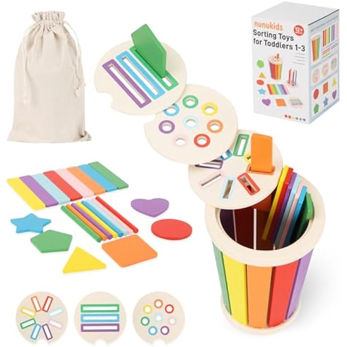 MONTESSORI TOYS FOR 1+ WOODEN COLOR SORTING TOYS FOR TODDLERS 1-3 YEAR OLD TODDLERS FINE MOTOR SKILLS DEVELOPMENT COLOR SORTING FUN - Image 1