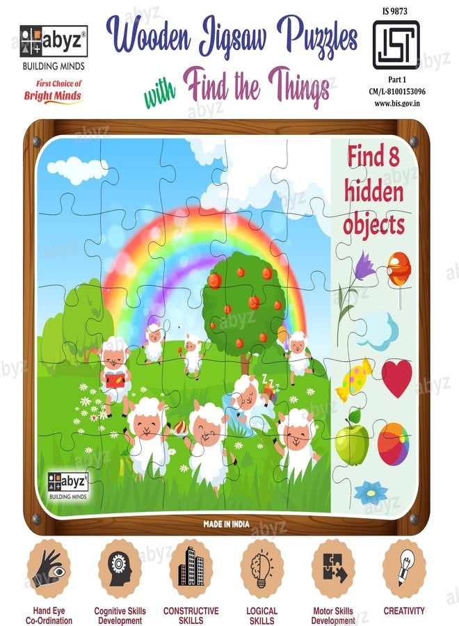 ABYZ Wooden Jigsaw Puzzle – Sheep's Fun Day Playset for Fun Educational & Little Explorers, 30-Pieces & Pack of 3 Fun Games with Multicolor | Birthday Gift for (3-6 Year) Age Kids. - Image 3