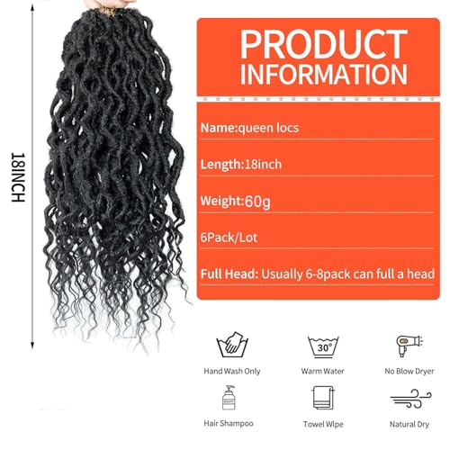 SuyiIRL Faux Locs Crochet Hair For Women Soft Locs 18 Inch Goddess Crochet Hair Curly Ends Dreadlocks Boho Style Synthetic Braiding Hair Extensions - Image 2