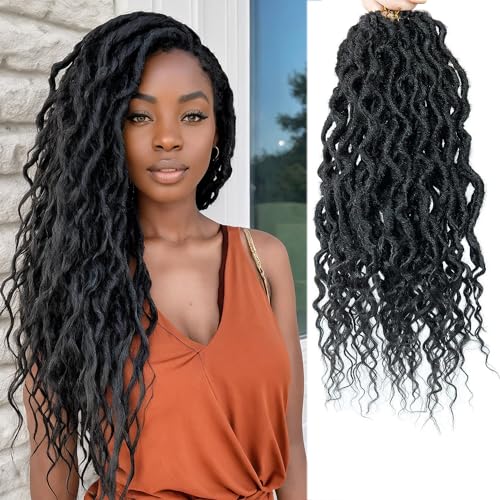 SuyiIRL Faux Locs Crochet Hair For Women Soft Locs 18 Inch Goddess Crochet Hair Curly Ends Dreadlocks Boho Style Synthetic Braiding Hair Extensions - Image 1