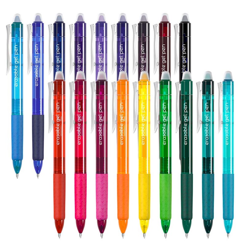 Vanstek 18 Colors Retractable Erasable Gel Pens Clicker, Fine Point(0.7), Make Mistakes Disappear, Premium Comfort Grip for Drawing Writing Planner and Crossword Puzzles - Image 1