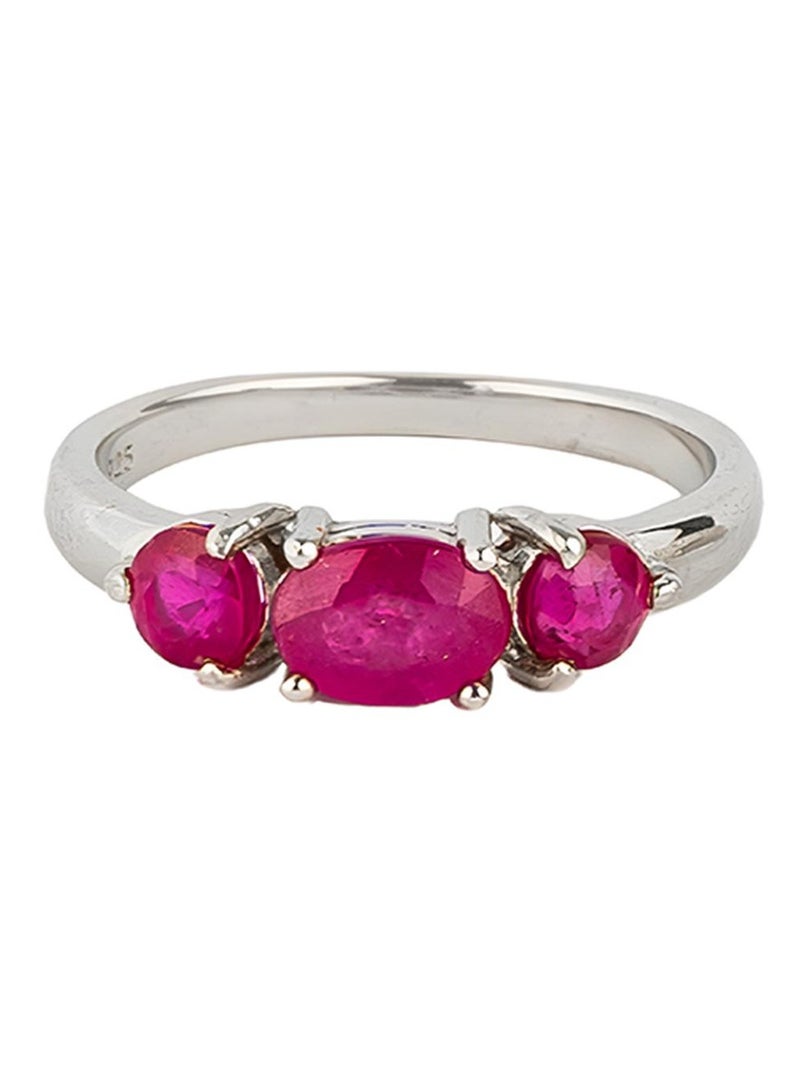 خاتم "Aura Ring - Red Ruby" من فضة إيطالية 925 مع أحجار الياقوت الأحمر مقاس 17 - Image 2