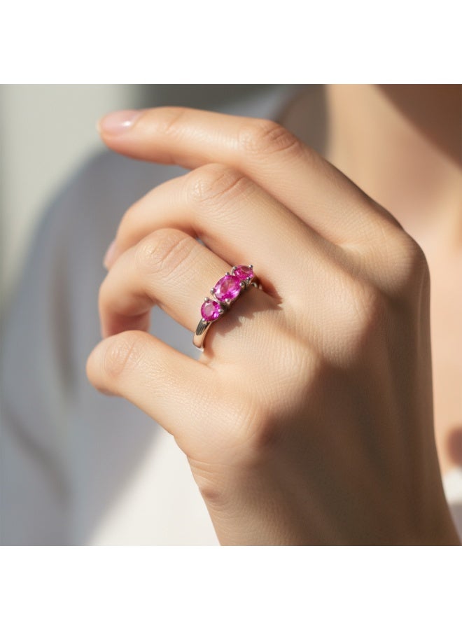 خاتم "Aura Ring - Red Ruby" من فضة إيطالية 925 مع أحجار الياقوت الأحمر مقاس 17 - Image 1