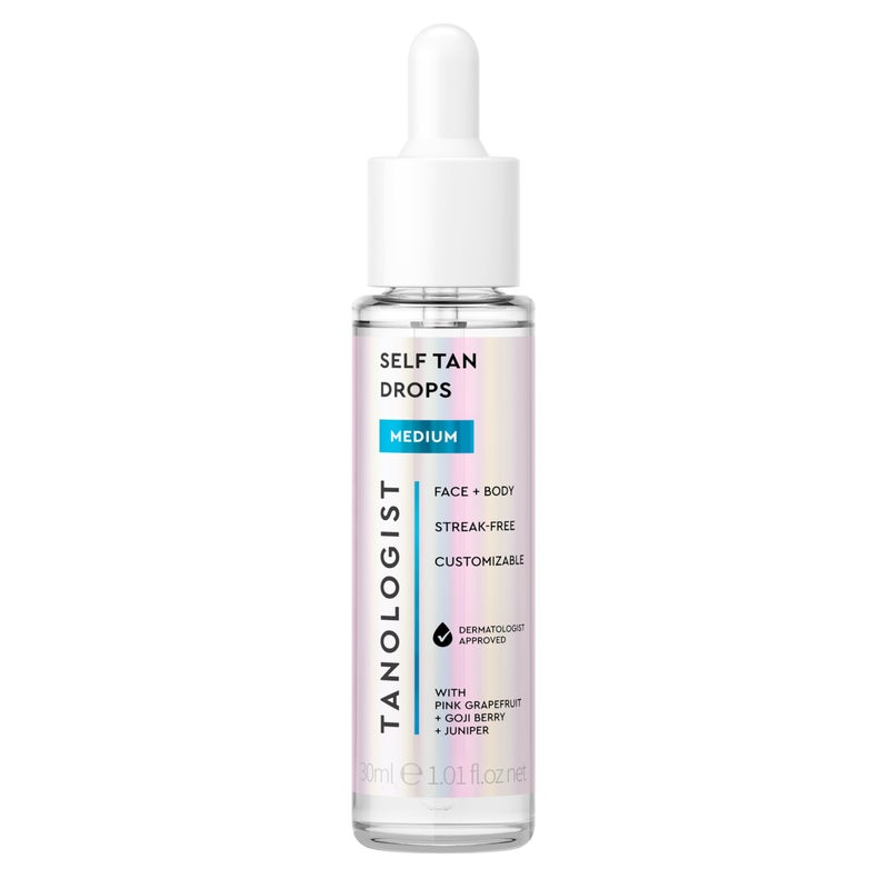 Tanologist Medium Self Tan Drops StreakFree Body  Face Tanning Drops For Moisturizer  Lotion Natural Bronzing Face Tanner Skincare Ingredients 101 fl oz30 ml Bottle