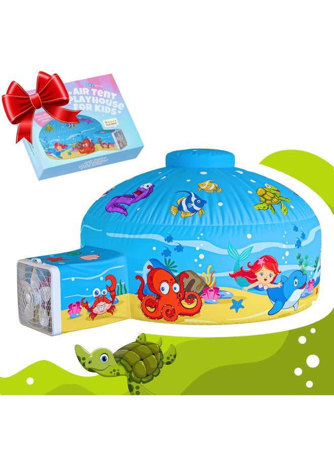 Skywin Air Tent for Kids (77” x 50”) Builds in 30 Sec, Toddler Tents Indoor for Imaginative Play, Spacious Kids Forts Indoor Playhouse for Boys & Girls Ages 3-14 (Fan Not Incl) (Ocean Bubble) - Image 1
