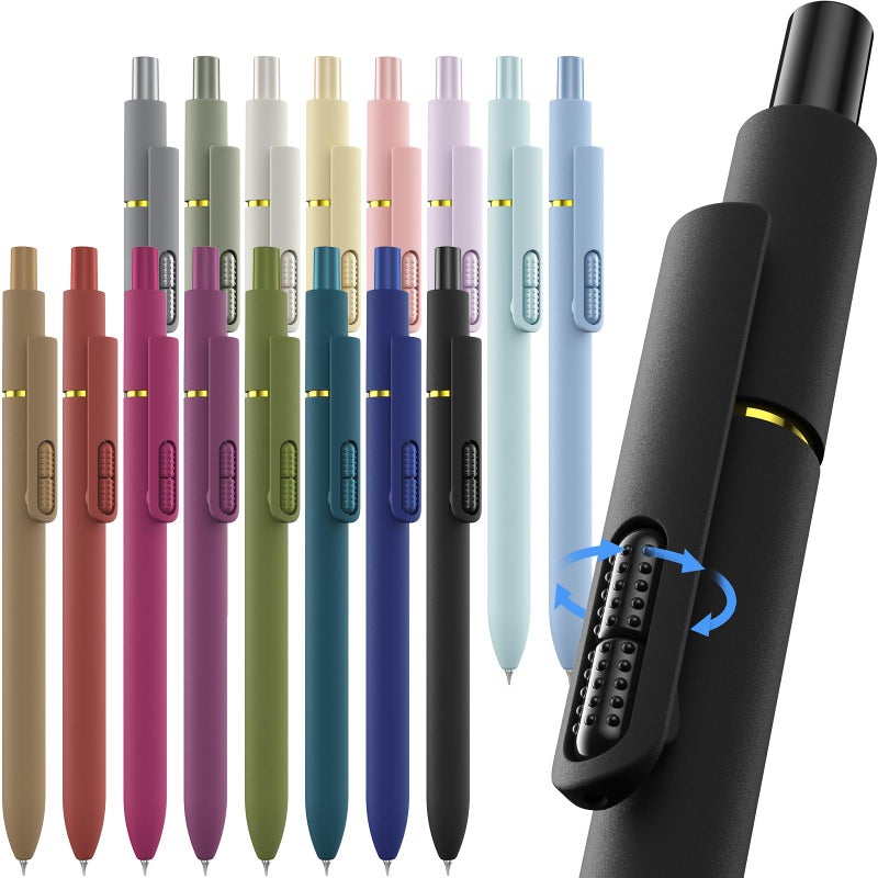 JIMMIDDA Colorful Gel Pens - 16 Pcs Colored Ink Pens Coloring | 0.7MM Smooth Writing Medium Point - Quick Drying Retractable Colored Pen for Journaling Note Taking (Vintage + Morandi - 16Pcs - Image 1
