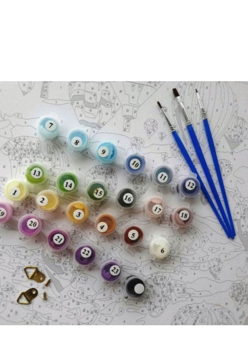 STRATEG - DIY Paint By Numbers For Adults Kids Wolves Acrylic Wall Art For Home Office Calming Relaxation Color By Number Activity Kit Paint by Numbers Canvas For Beginners - Image 1