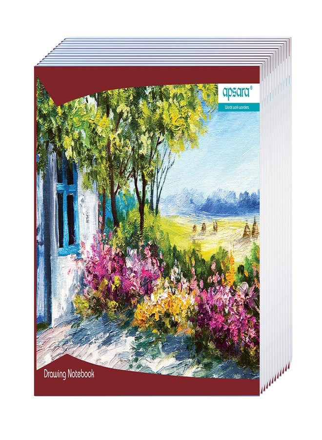 Apsara Big Size Drawing book | 40 Unruled White Pages 27.5 x 34.7 cm | Soft Cover | Center Staple | Drawing Book for Sketching, Colouring & Painting | for Kids, Students & Artists | Pack of 12 - Image 1