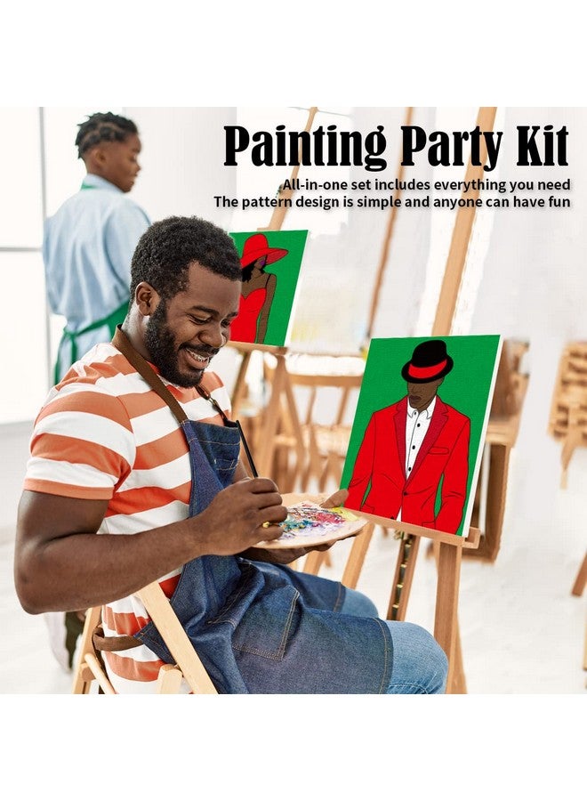 VOCHIC Couples Paint Party Kits Pre Drawn Canvas for Adults for Paint and Sip Date Night Games for Couples Painting kit 8x10 Elegant Ladies Gentlemen (2 Pack) - Image 3