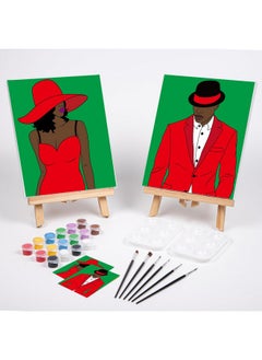 VOCHIC VOCHIC Couples Paint Party Kits Pre Drawn Canvas for Adults for Paint and Sip Date Night Games for Couples Painting kit 8x10 Elegant Ladies Gentlemen (2 Pack)  - Image 2