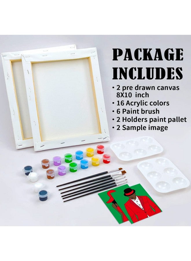 VOCHIC Couples Paint Party Kits Pre Drawn Canvas for Adults for Paint and Sip Date Night Games for Couples Painting kit 8x10 Elegant Ladies Gentlemen (2 Pack) - Image 5
