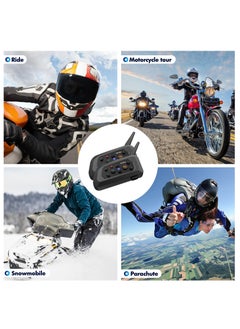 Generic V6 Plus Motorcycle Helmet Bluetooth Headset Intercom 1200M Interphone Communicator Waterproof 6 Riders (2 Pcs)  - Image 3