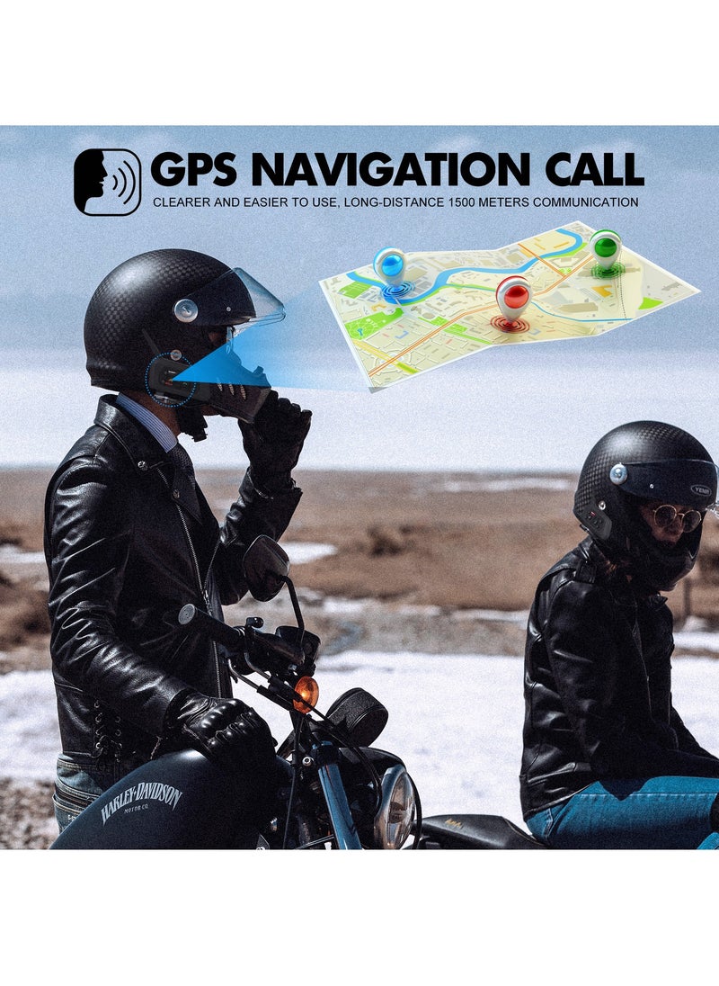 Generic - V6 Plus Motorcycle Helmet Bluetooth Headset Intercom 1200M Interphone Communicator Waterproof 6 Riders (2 Pcs) - Image 1