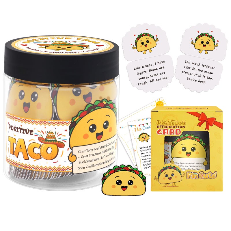 Pincute 60 Positive Taco Affirmation Jar - Valentines Gift For Him Her Boyfriend Girlfriend Couples Wife Husband  Self Care Galentines Gift For Women  Birthday Gifts For Teen Girl Trendy Stuff  Coworker Teacher Gifts - Image 1