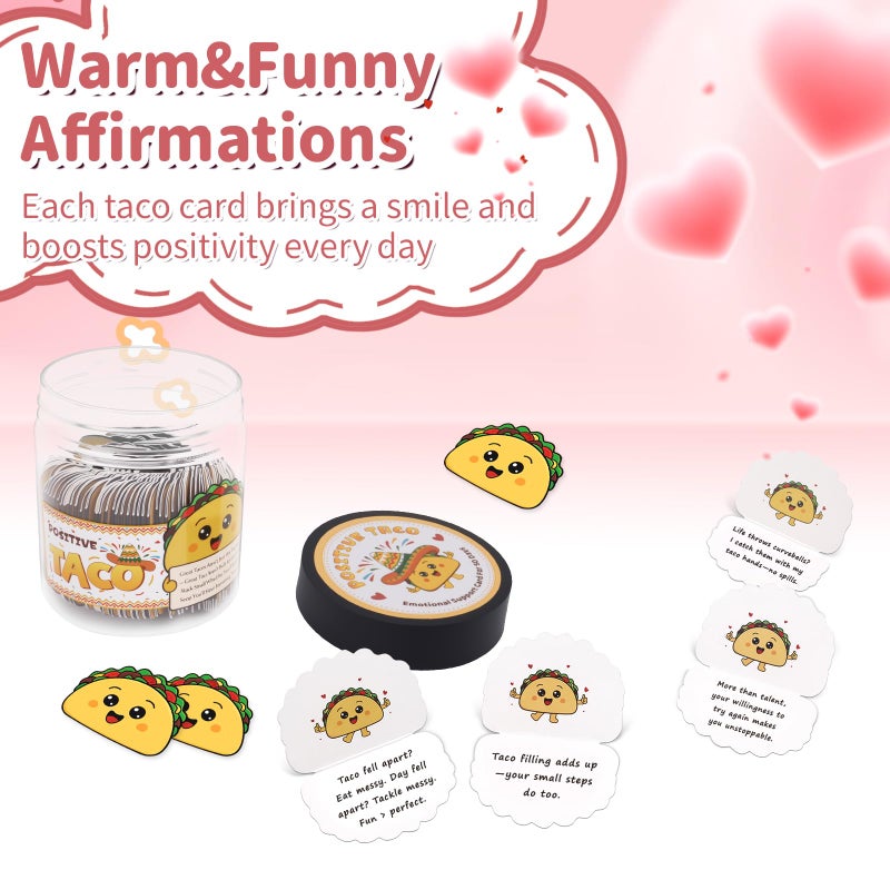 Pincute 60 Positive Taco Affirmation Jar - Valentines Gift For Him Her Boyfriend Girlfriend Couples Wife Husband  Self Care Galentines Gift For Women  Birthday Gifts For Teen Girl Trendy Stuff  Coworker Teacher Gifts - Image 5