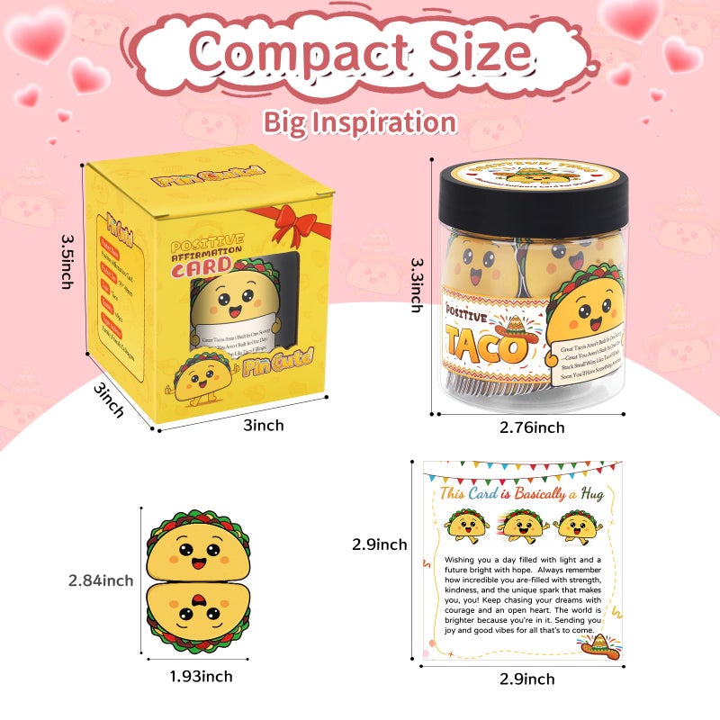 Pincute 60 Positive Taco Affirmation Jar - Valentines Gift For Him Her Boyfriend Girlfriend Couples Wife Husband  Self Care Galentines Gift For Women  Birthday Gifts For Teen Girl Trendy Stuff  Coworker Teacher Gifts - Image 3