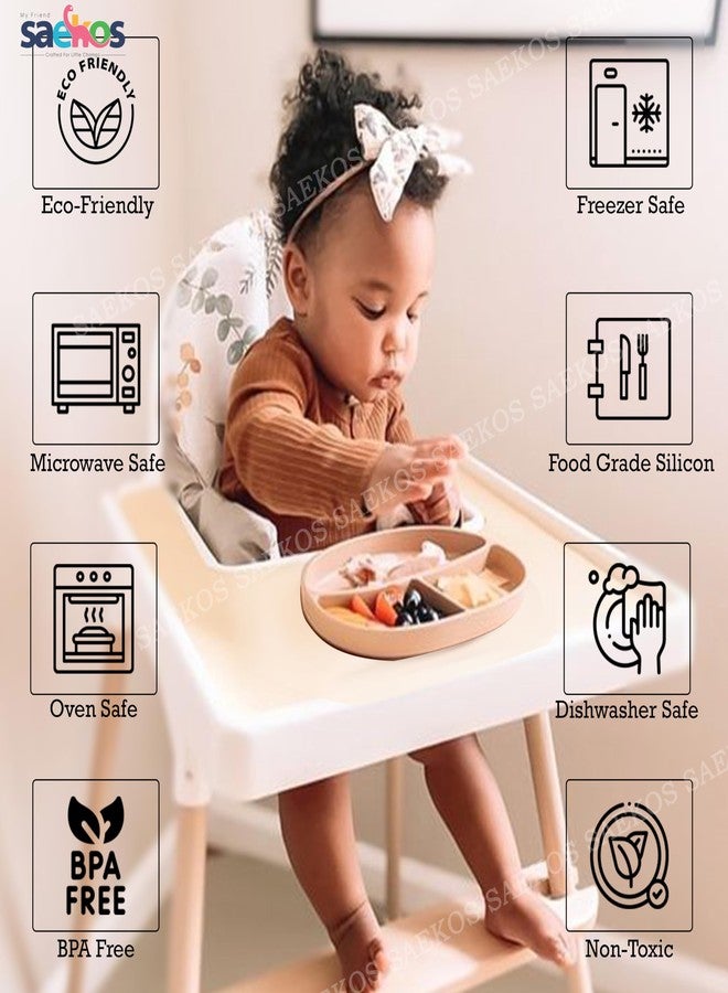 SAEKOS Silicone Baby Feeding Set with Suction Plate, Spoon & Fork | BPA Free, Food Grade, Microwave Safe | Toddler Self Feeding Tableware for Kids 6 Months+ - Image 5