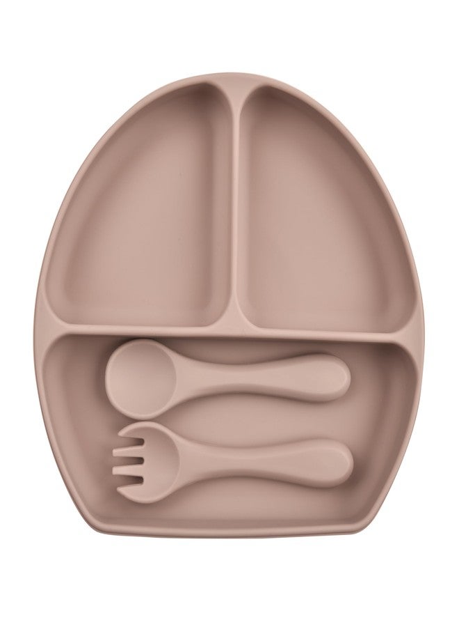 SAEKOS Silicone Baby Feeding Set with Suction Plate, Spoon & Fork | BPA Free, Food Grade, Microwave Safe | Toddler Self Feeding Tableware for Kids 6 Months+ - Image 1