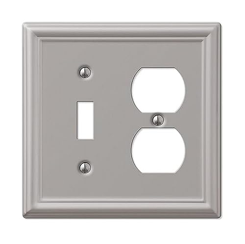 AMERELLE 149TDBN Chelsea Steel Toggle/Single Duplex Wallplate, Single Single, Brushed Nickel, Single Toggle / Single Duplex - Image 1