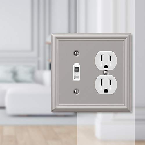 AMERELLE 149TDBN Chelsea Steel Toggle/Single Duplex Wallplate, Single Single, Brushed Nickel, Single Toggle / Single Duplex - Image 3