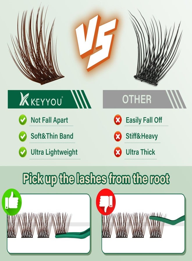 KEYYOU Lash ClUKters 144pcs Individual Lashes D Curl 12mm Eyelash ClUKters KEYYOU Air Touch ClUKter Lashes Super Lightweight Soft Wispy Comfortable Easy DIY at Home(Brown-8-16MIX) - Image 2