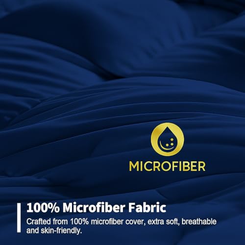 ARLinen Comforter Microfibre Winter Heavy Quilt, Rajai Single Bed 400 GSM Comforter Blanket, Super Soft Heavy Single Bed Blanket for Winter Quilt, Duvet for All Season, Navy Blue Solid| TC - 400 - Image 5