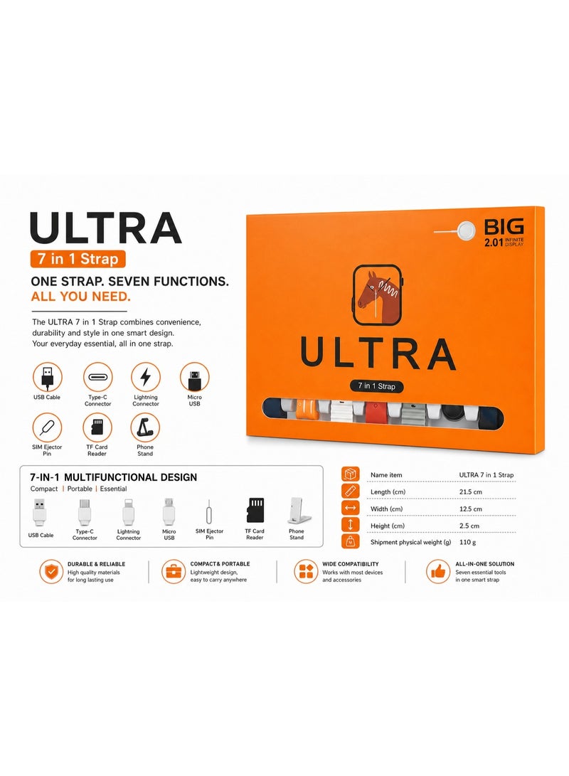 Ultra Smart Watch Set (Smart Watch + 6 Interchangeable Straps) - Image 3