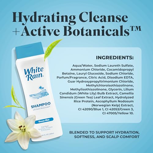 White Rain Moisturizing Shampoo - Ocean Mist Scent, 15 fl oz, Hydrating Shampoo for Men & Women, Paraben-Free & Cruelty-Free with White Lily, Green Tea & Rice Protein - Image 4