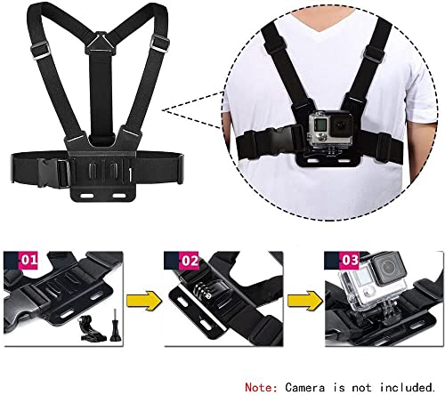 VVHOOY 3 in 1 Universal Action Camera Accessories Kit - Head Strap Mount/Chest Harness/Selfie stick Compatible with Gopro Hero 13 12 11 10 9 8 7 6 5/AKASO EK7000/V50/Brave 7/Dragon Touch Action Camera - Image 4