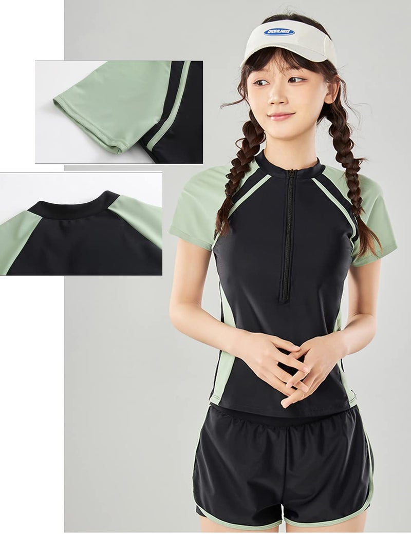 KORADI Girls Swimsuits Rash Guard Swim Sets Kids Two-Piece Bathing Suits Teen Swimwear Beach Shorts Sun Protection Swim Shirts 8-14 Years - Image 4
