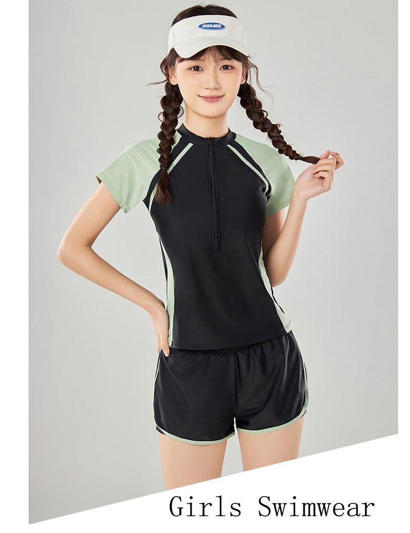KORADI Girls Swimsuits Rash Guard Swim Sets Kids Two-Piece Bathing Suits Teen Swimwear Beach Shorts Sun Protection Swim Shirts 8-14 Years - Image 3