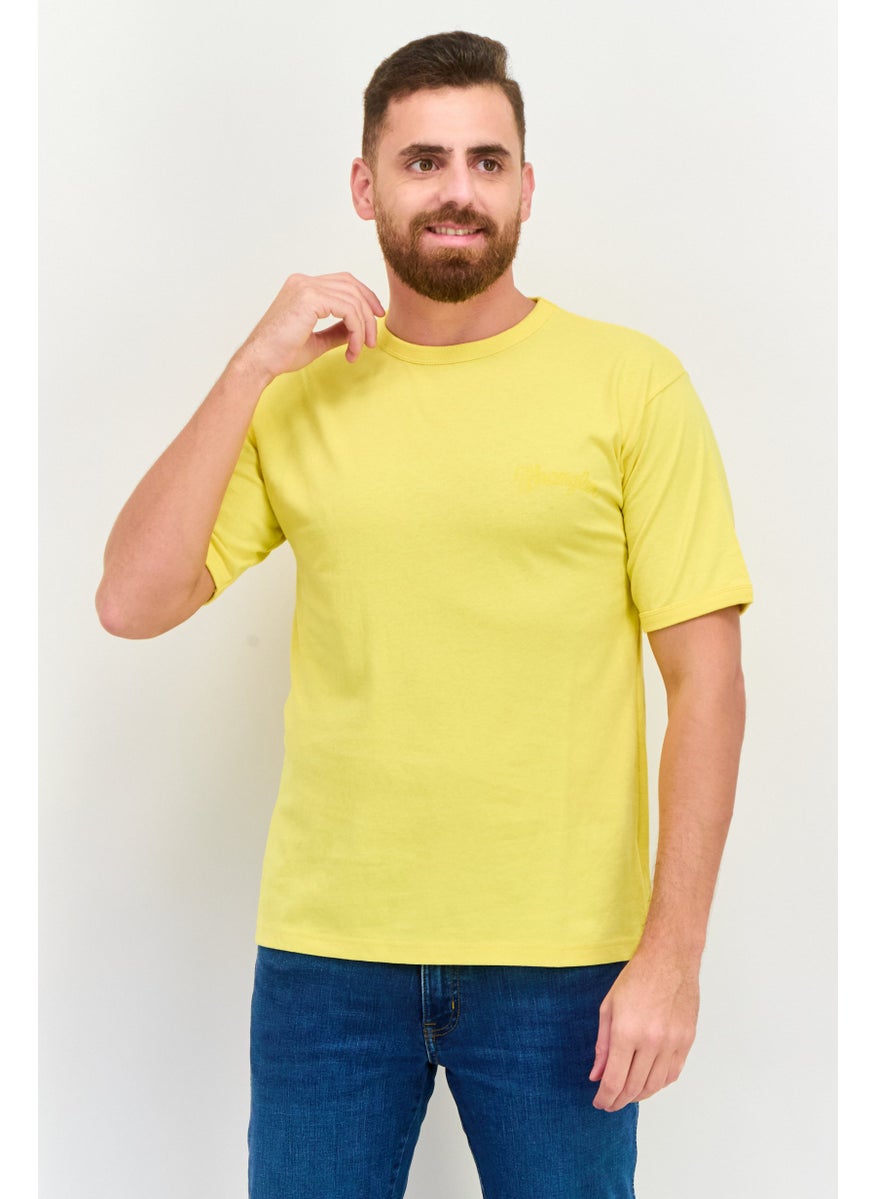 Wrangler Men Crew Neck Short Sleeves Solid T-Shirt, Yellow  - Image 1