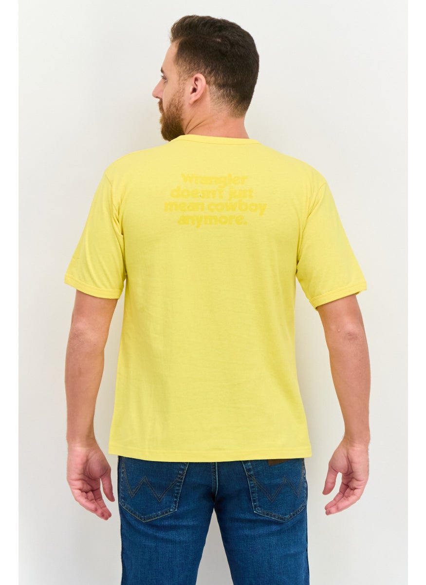 Wrangler Men Crew Neck Short Sleeves Solid T-Shirt, Yellow  - Image 3