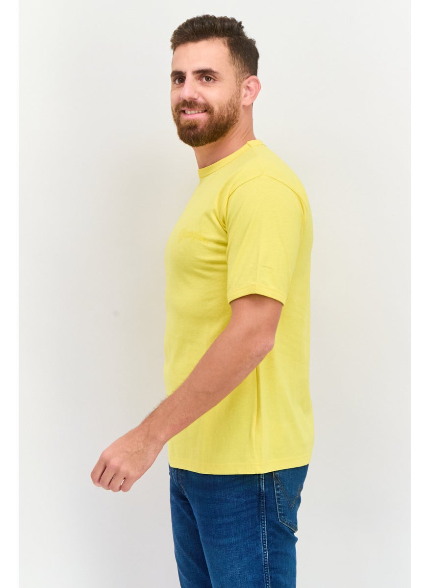 Wrangler Men Crew Neck Short Sleeves Solid T-Shirt, Yellow  - Image 2