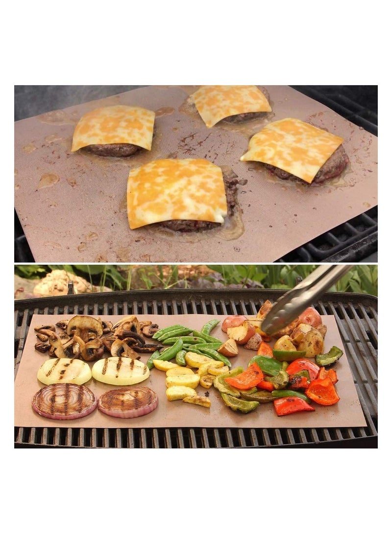 Zikra 9 Pcs Grill Mat Set Non Stick BBQ Mats Baking PFOA Free Heavy Duty Reusable Works on Gas Charcoal Electric Copper - Image 4