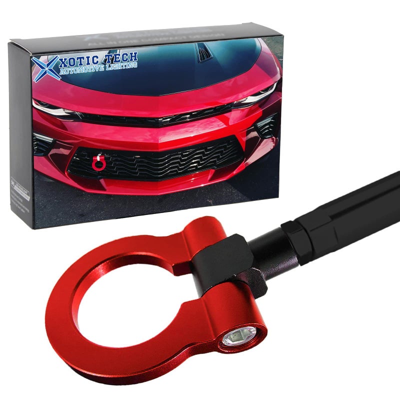 Xotic Tech Sport Track Racing Style CNC Aluminum Screwon Tow Hook Front Bumper Compatible with Chevrolet Camaro 6th Gen 2016 2017 2018 2019 2020 2021 2022 2023 2024 Red