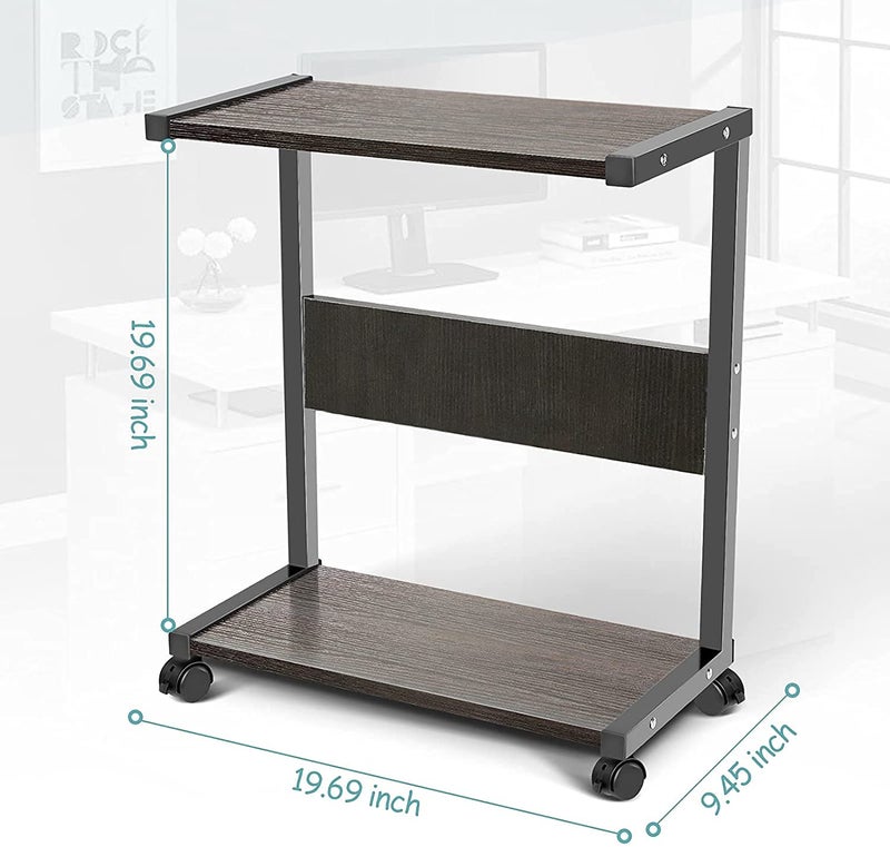INDIAN DECOR INDIAN DECOR 35221 Printer Stands Computer Tower Stand 2Tier CPU Stand Cart Floor PC Holder with Lockable Wheels Fits Most PC Black  - Image 2