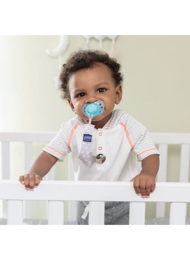Chicco Chicco Universal Two in One Baby Pacifier/Soother Clip/Holder with Universal Loop for Teethers and Small Toys, Plus Soft Attachment Ring Included for Knob Style Pacifiers, Grey/White  - Image 3