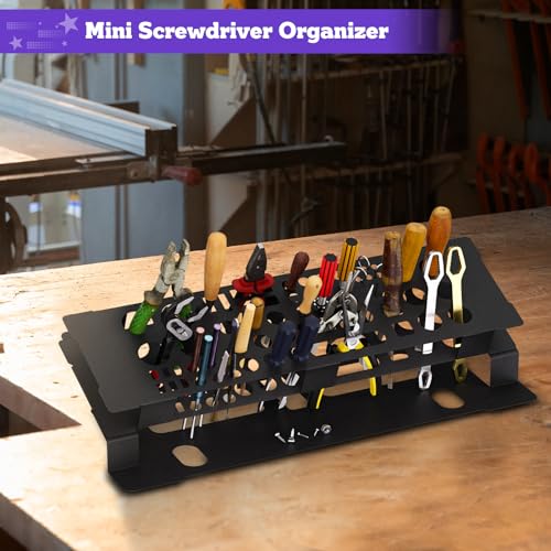 Mordx Screwdriver Storage Rack for Desktop,Screwdriver Organizer Holder,RC Tools Kit Organizers,Carbon Steel Tool Holder, Desktop Hand Tool Stand,Tool holder, Black - Image 5