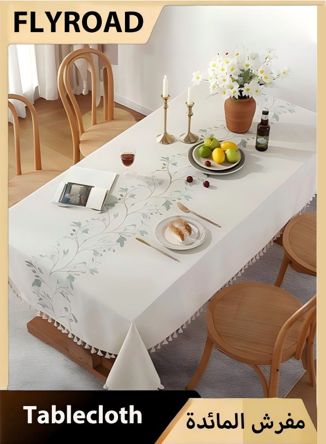 فلاي رود مفرش طاولة منزلي صغير بشرابة طاولة القهوة مفرش طاولة مستطيل من القطن والكتان علم طاولة وحصيرة طاولة (90*140) - Image 1