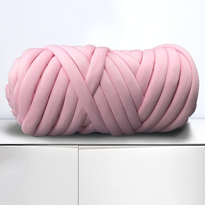 Arm Knitting Yarn for Chunky Braided Knot Throw Blanket DIY Soft Extra Cotton Washable Tube Bulky Giant Yarn for Weave Craft Crochet Pink 22lb
