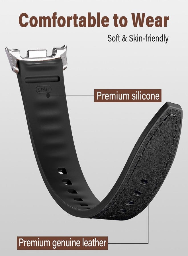 Dirrelo Premium Dual-Layer Leather Silicone Watch Bands for Galaxy Watch 8 Classic Band/Samsung Watch 8 Bands 40mm 44mm, Sweat-Resistant Replacement Wristband for Samsung Watch 8 from Business to Gym Strap - Image 3
