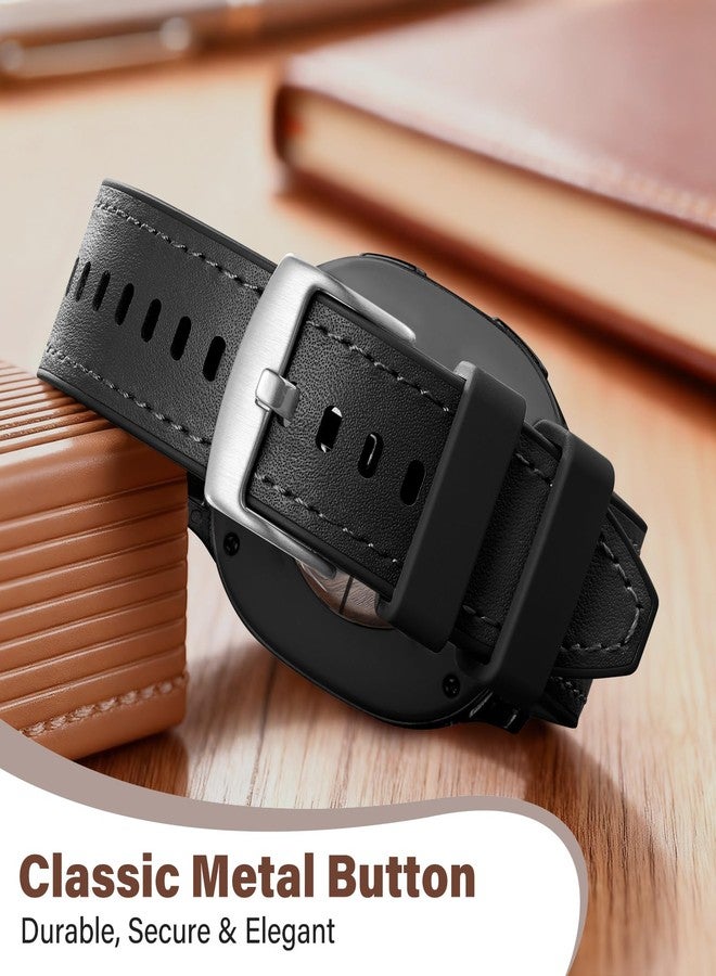 Dirrelo Premium Dual-Layer Leather Silicone Watch Bands for Galaxy Watch 8 Classic Band/Samsung Watch 8 Bands 40mm 44mm, Sweat-Resistant Replacement Wristband for Samsung Watch 8 from Business to Gym Strap - Image 4
