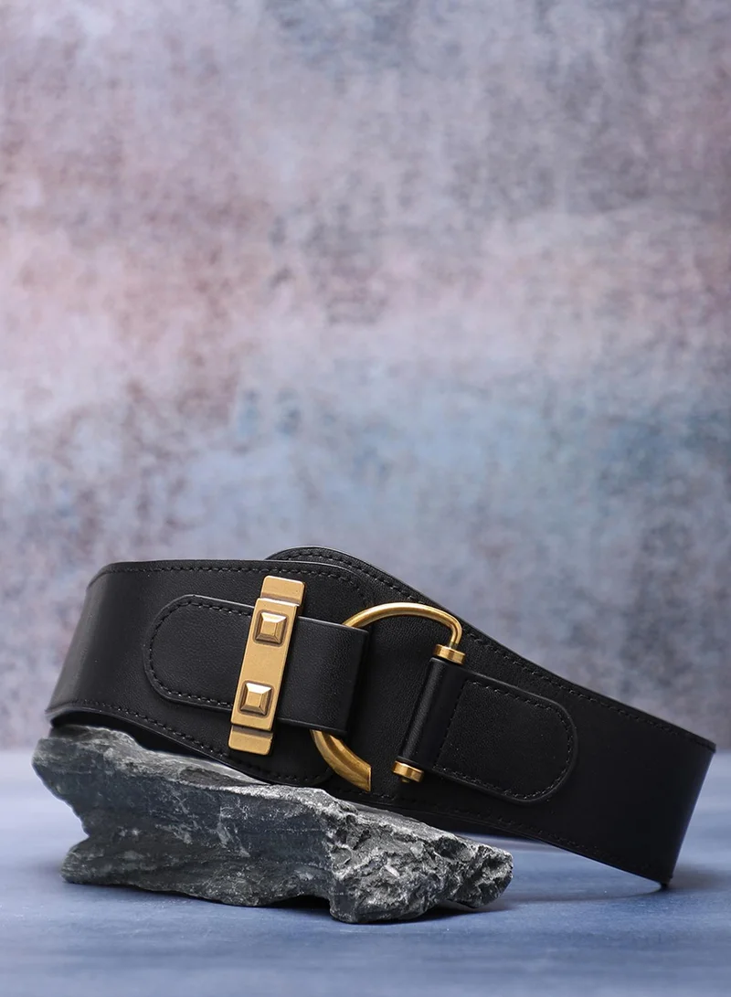 صوص هاوت Black Solid Waist Belt