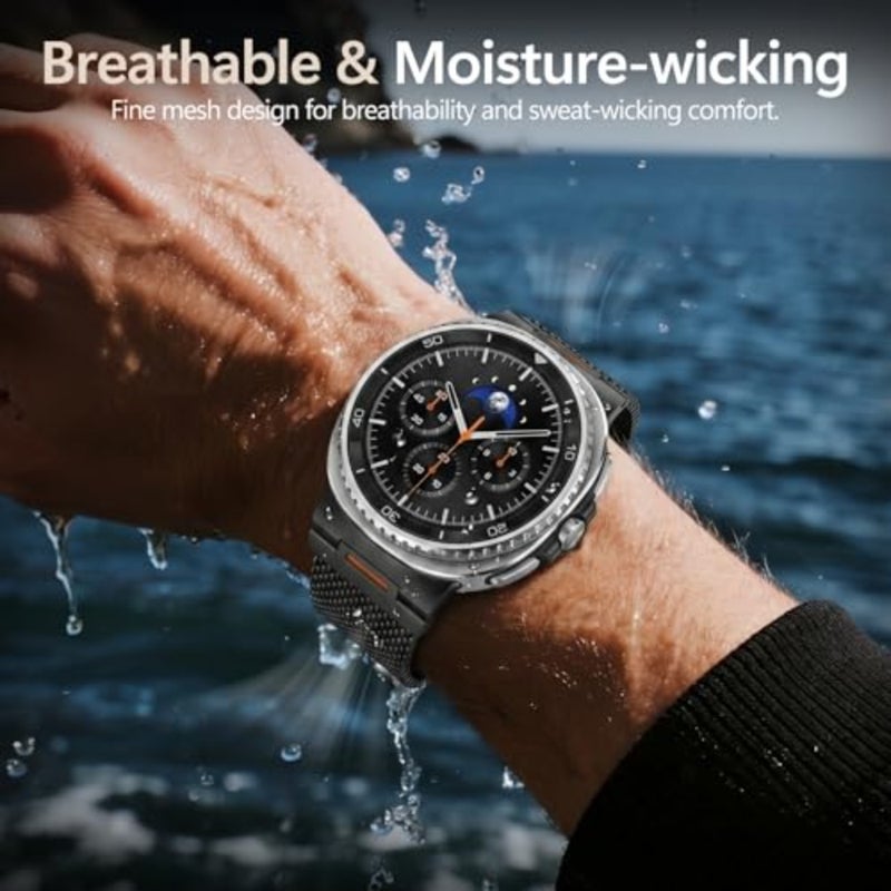 أشرطة شبكية معدنية متوافقة مع Samsung Galaxy Watch 8 Band 44mm 40mm/Galaxy Watch 8 Classic 46mm حزام مغناطيسي متين لساعة Galaxy watch 8/8 الكلاسيكية المصنوعة من الفولاذ المقاوم للصدأ - Image 5