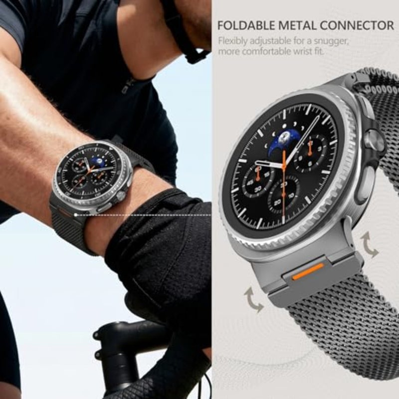 أشرطة شبكية معدنية متوافقة مع Samsung Galaxy Watch 8 Band 44mm 40mm/Galaxy Watch 8 Classic 46mm حزام مغناطيسي متين لساعة Galaxy watch 8/8 الكلاسيكية المصنوعة من الفولاذ المقاوم للصدأ - Image 4
