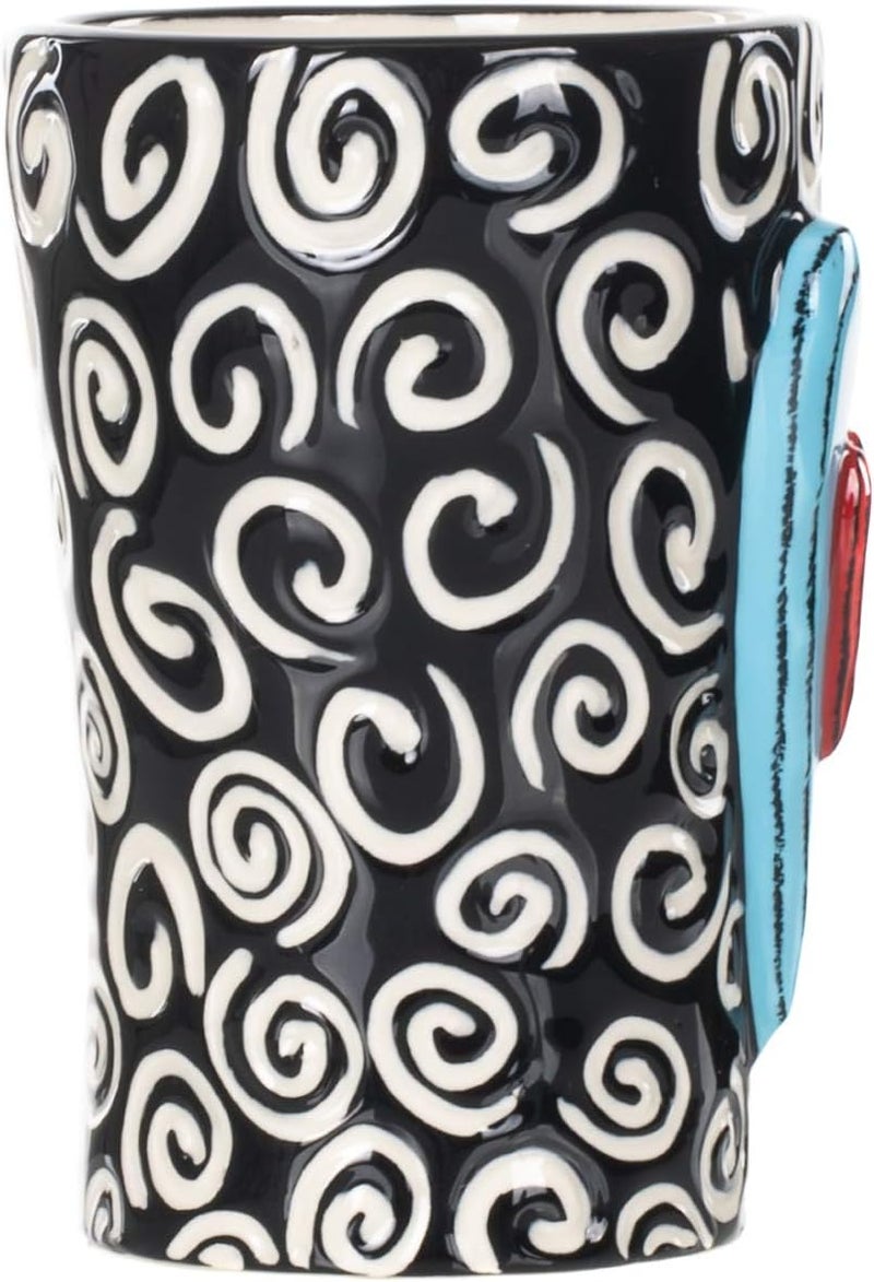 DEMDACO Tracy Pesche White Swirls Hearts Midnight Black 15 Ounce Glossy Ceramic Stoneware Coffee Cup Mug - Image 2
