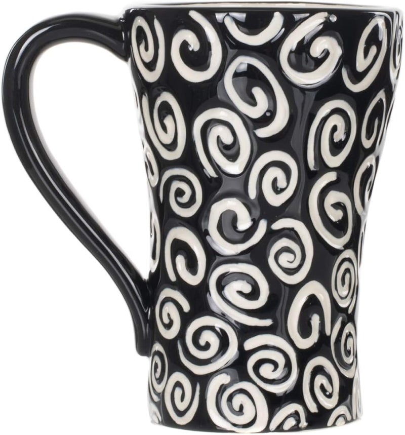 DEMDACO Tracy Pesche White Swirls Hearts Midnight Black 15 Ounce Glossy Ceramic Stoneware Coffee Cup Mug - Image 3