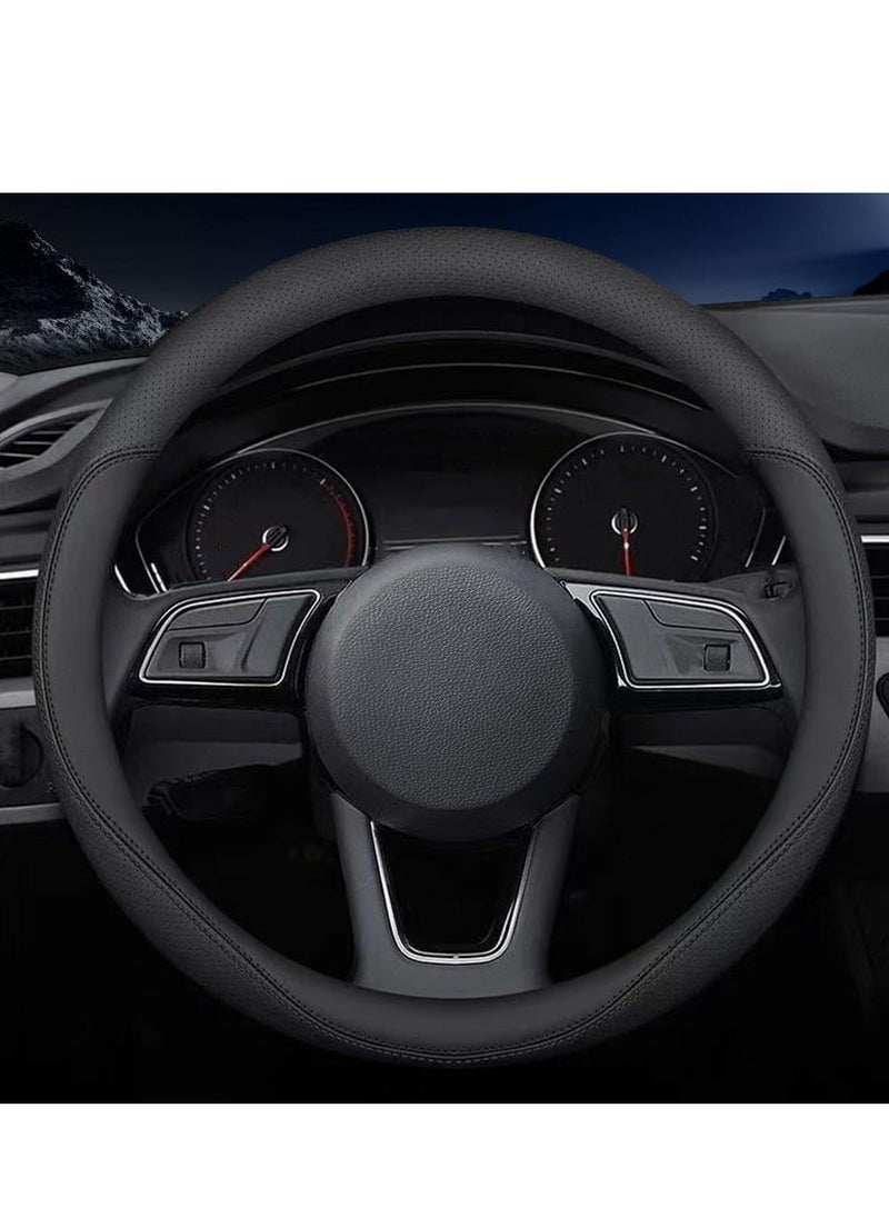 GUDOO New Nappa Leather Car Steering Wheel Cover Comfortable Non-Slip Sport Style Universal 38cm  - Image 1